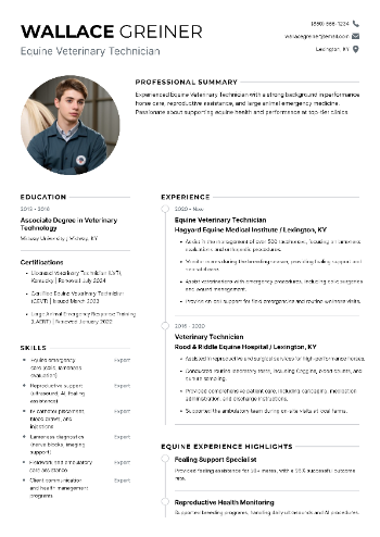 Equine Veterinary Technician Resume
