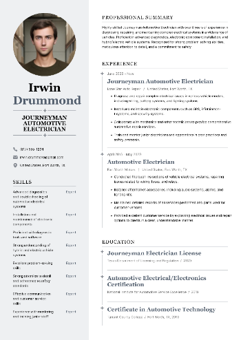 Journeyman Automotive Electrician Resume