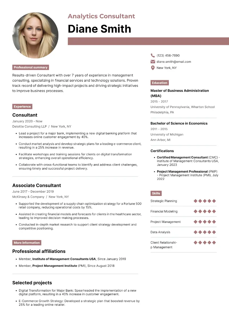 Deloitte Resume Examples for Consulting Success