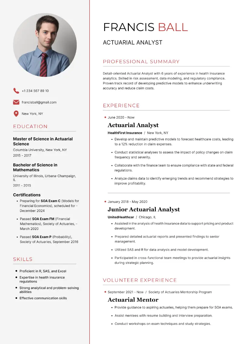 Actuarial Resume Examples and Writing Tips for 2024