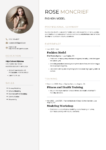 Fashion Model Resume