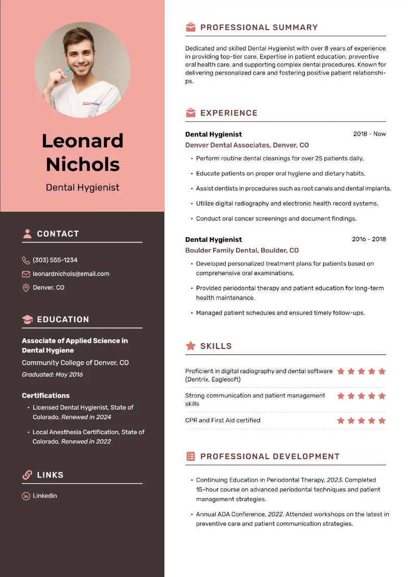 5 Dental Hygienist Resume Examples and Writing Tips for 2024