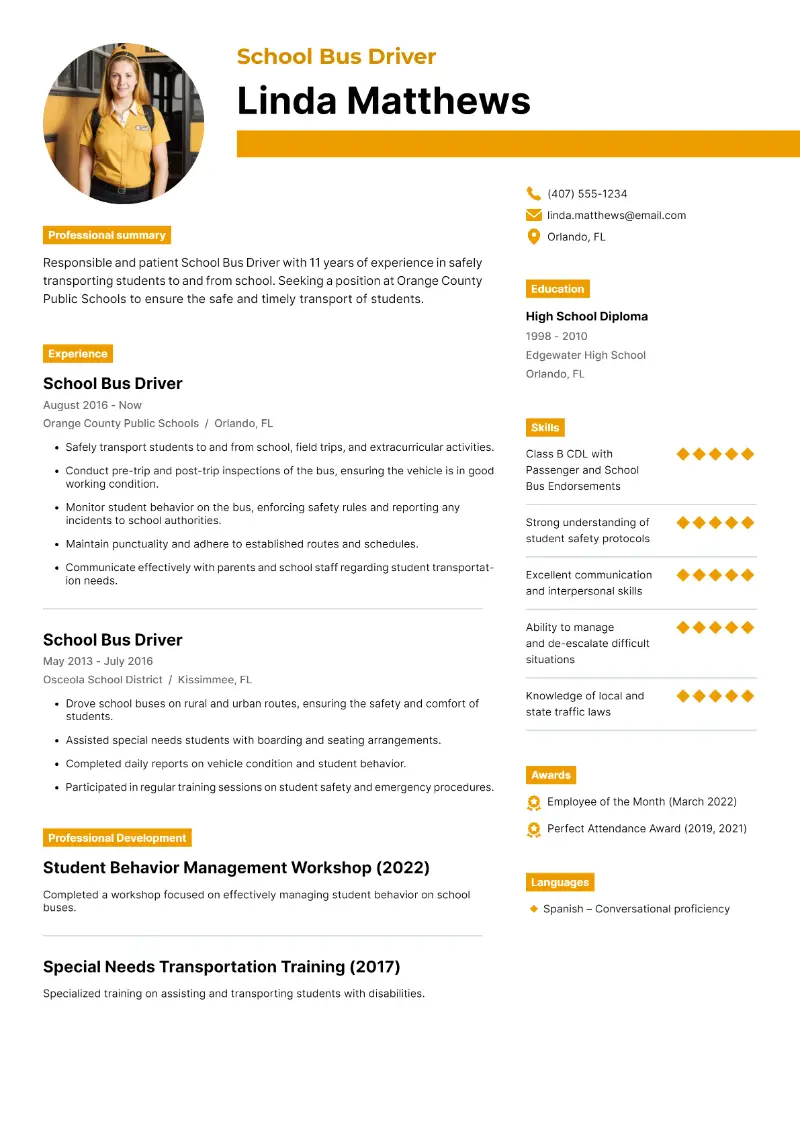 4 Bus Driver Resume Examples and Tips for 2025