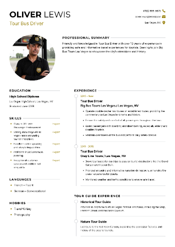 Tour Bus Driver Resume