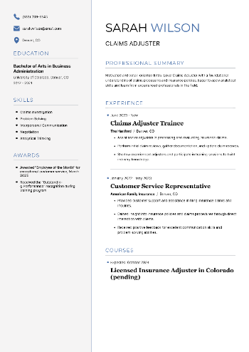 Claims Adjuster Resume Claims Adjuster Resume