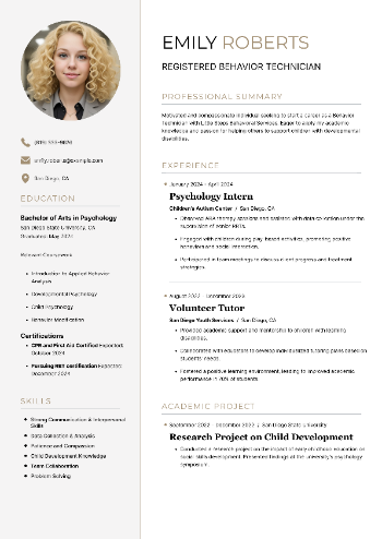 Registered Behavior Technician Resume Registered Behavior Technician Resume
