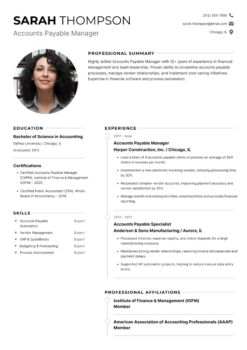 5 Accounts Payable Resume Examples + Key Tips for Success