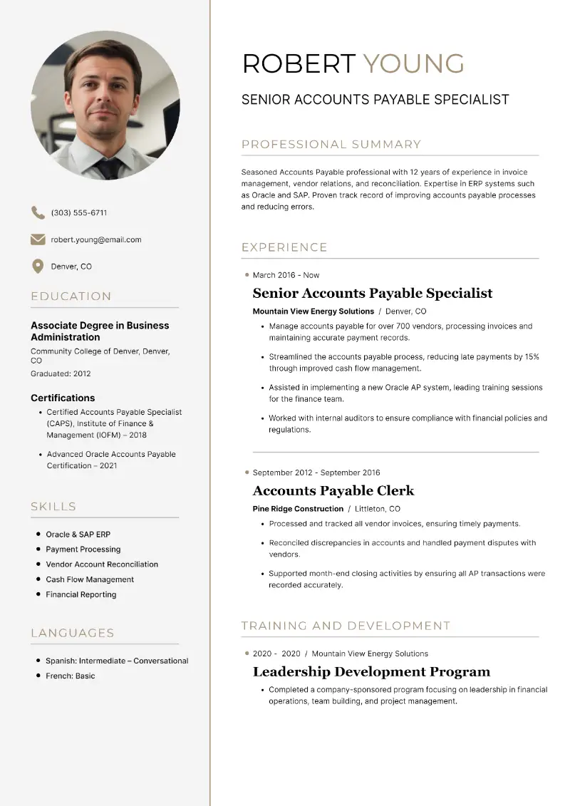 Senior Accounts Payable Specialist Resume Senior Accounts Payable Specialist Resume