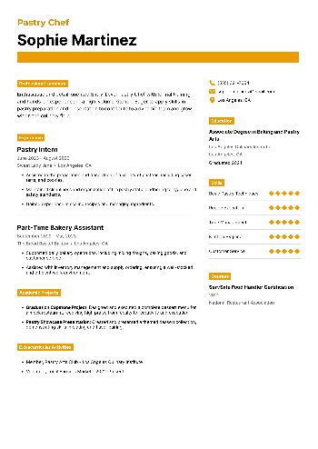 Pastry Chef Resume