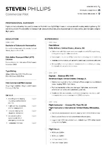 Commercial Pilot Resume Commercial Pilot Resume