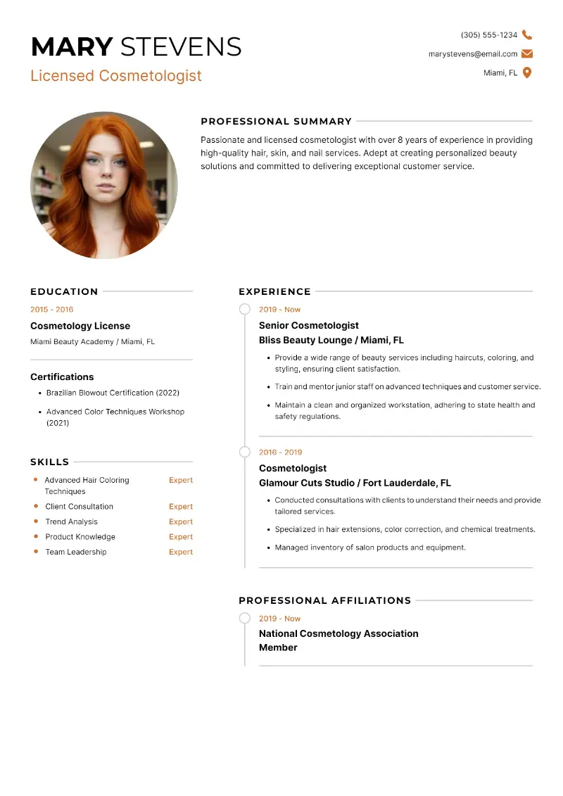 5 Cosmetology Resume Examples and Effective Writing Tips