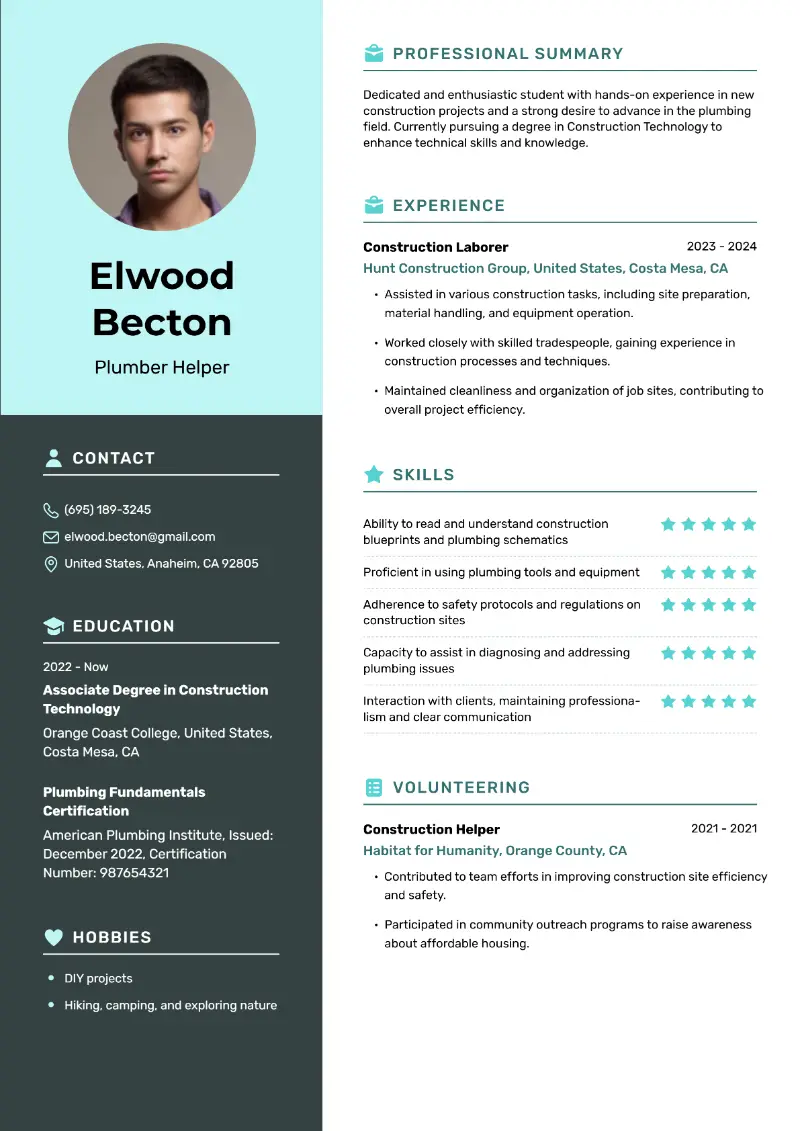 Plumber Helper Resume Plumber Helper Resume