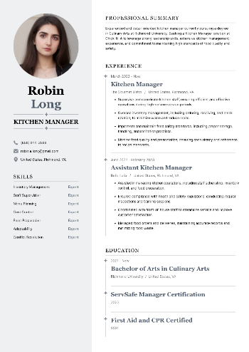 Kitchen Manager Resume Kitchen Manager Resume