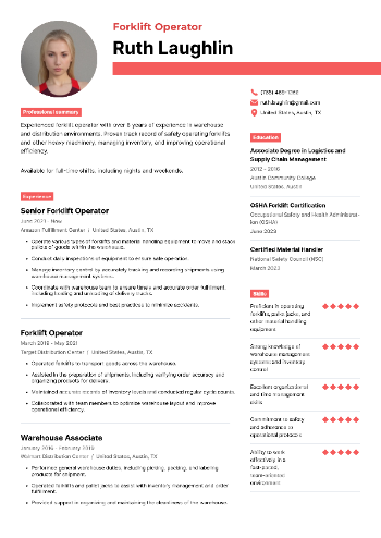 Forklift Operator Resume