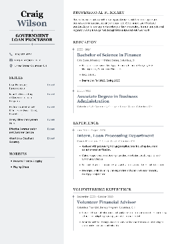 Government Loan Processor Resume Government Loan Processor Resume