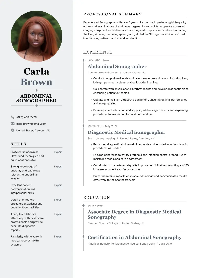 Sonographer Resume Examples and Templates for 2024