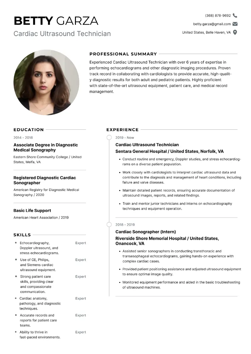 Ultrasound Tech Resume Examples & Templates