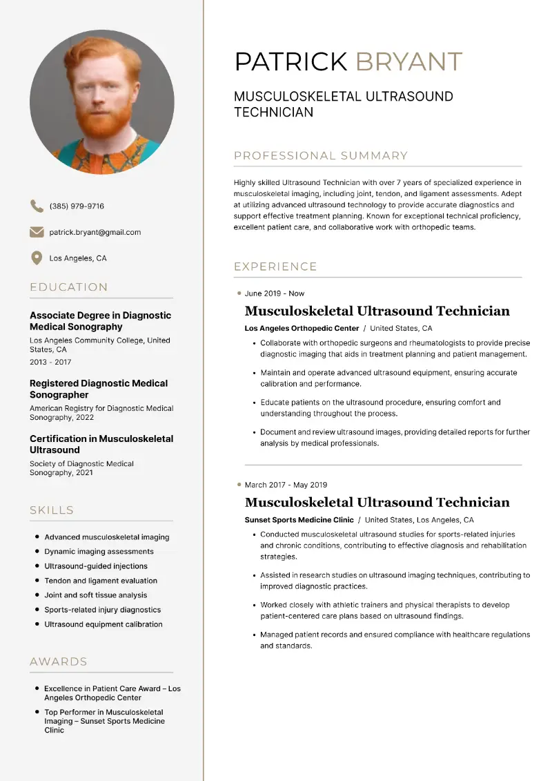 Musculoskeletal Ultrasound Technician Resume Musculoskeletal Ultrasound Technician Resume