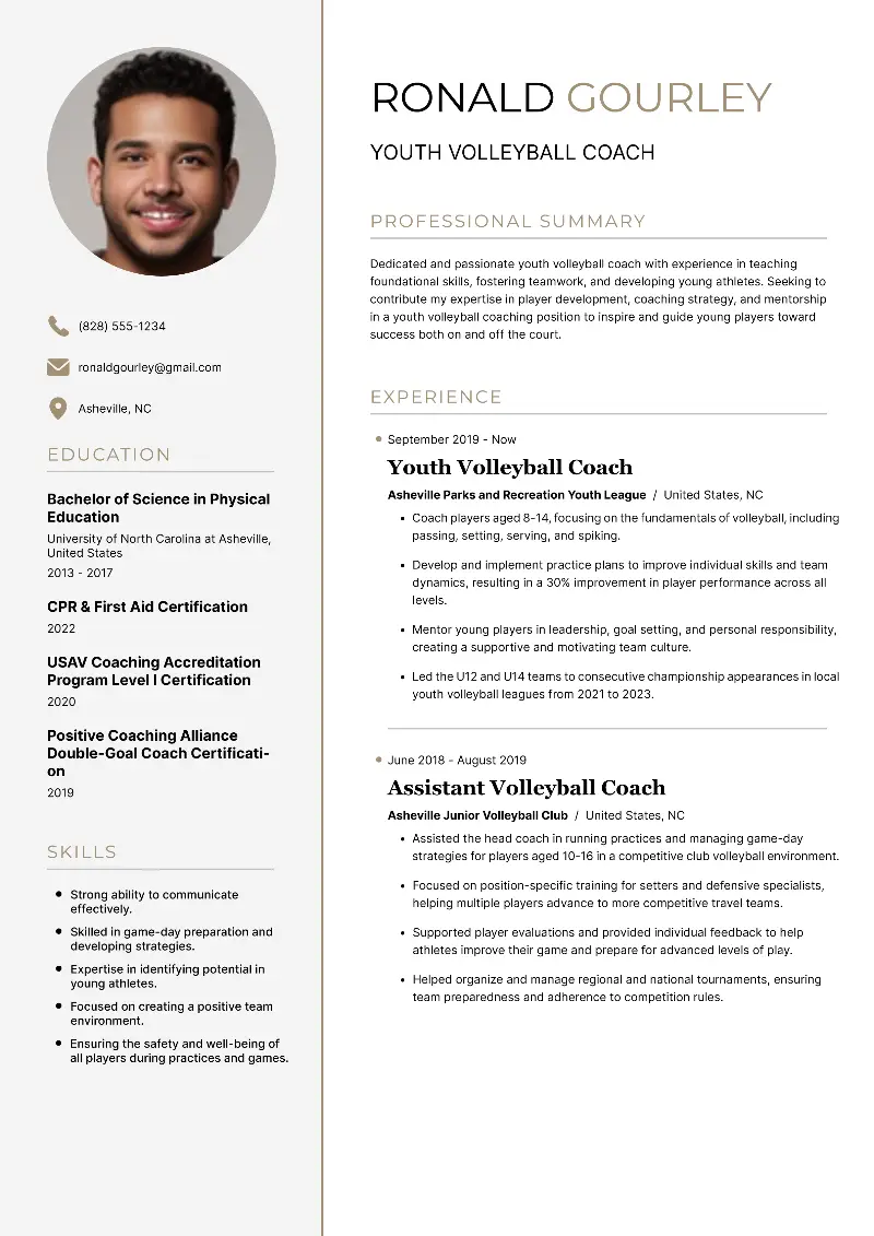 Volleyball Coach Resume Examples & Guide for 2024