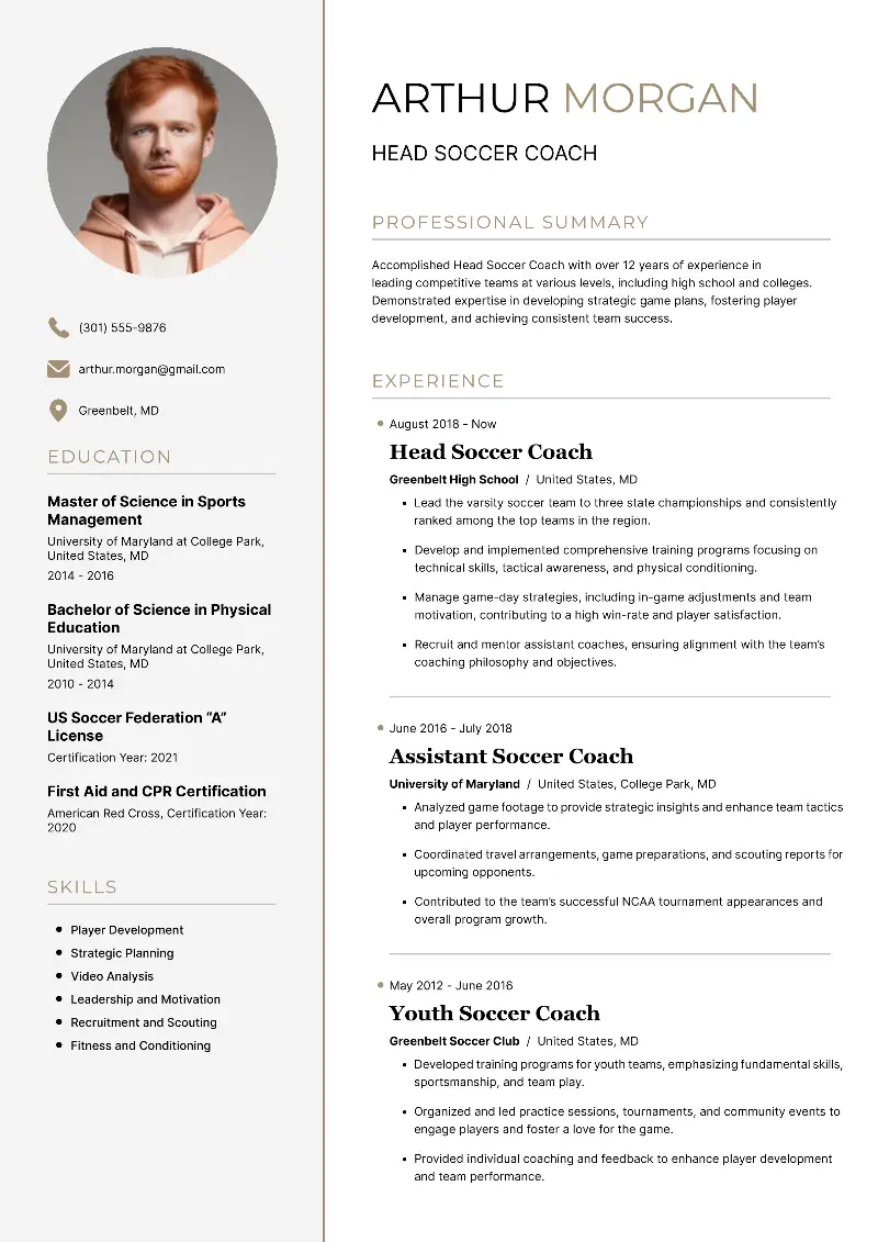 4 Soccer Coach Resume Examples with Tips