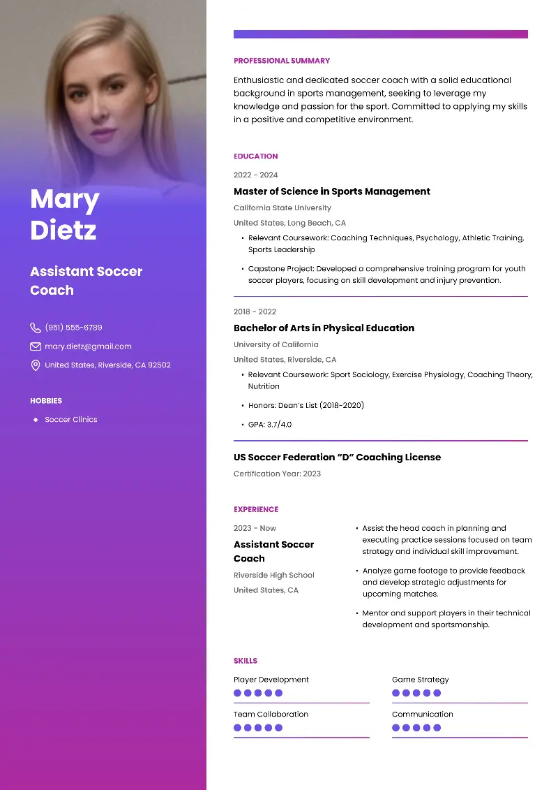 Assistant Soccer Coach  Resume Assistant Soccer Coach  Resume