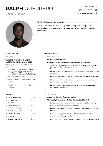 Delivery Driver Resume Delivery Driver Resume