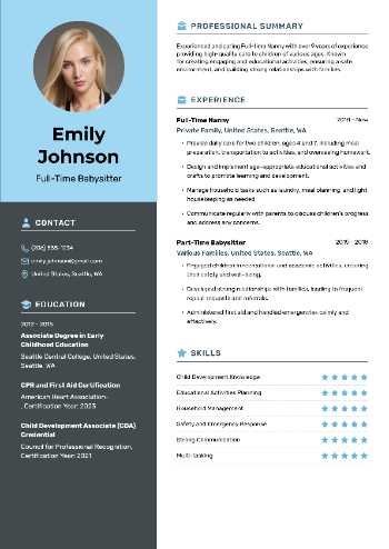 Full-Time Babysitter Resume Example