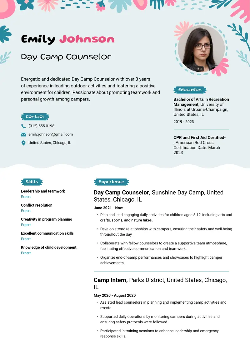 5 Camp Counselor Resume Examples and Templates