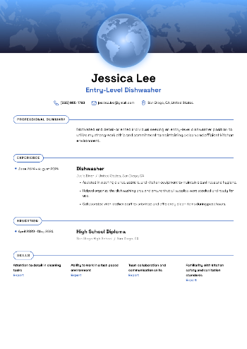 Entry-Level Dishwasher Resume Entry-Level Dishwasher Resume