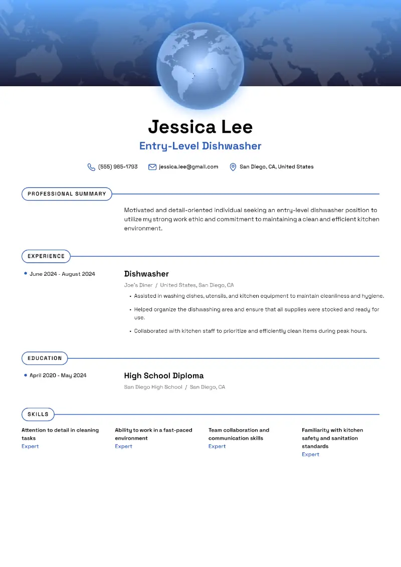 Best Dishwasher Resume Examples and Templates