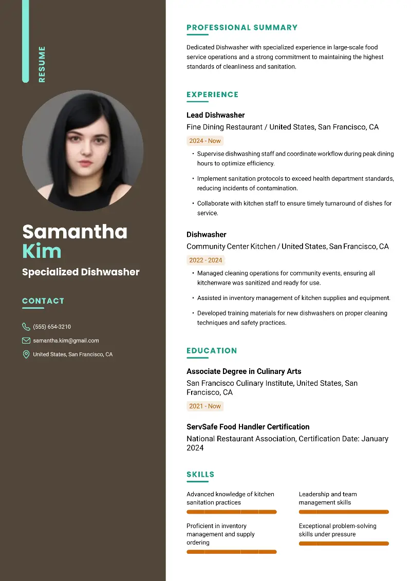 Specialized Dishwasher Resume Specialized Dishwasher Resume