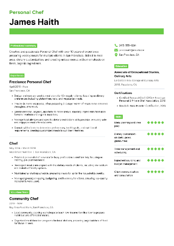 Personal Chef Resume Personal Chef Resume
