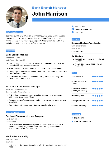 Bank Branch Manager Resume Bank Branch Manager Resume