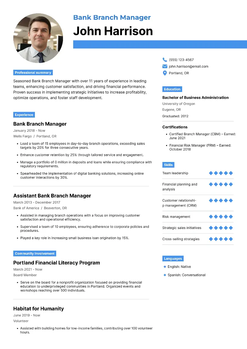 Branch Manager Resume Examples and Expert Tips