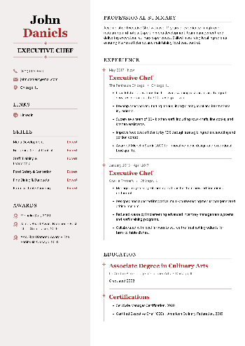 Executive Chef Resume Executive Chef Resume