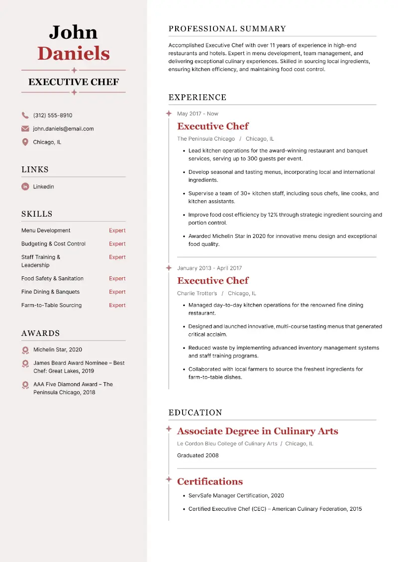 Kitchen Manager Resume Examples and Expert Tips for 2024