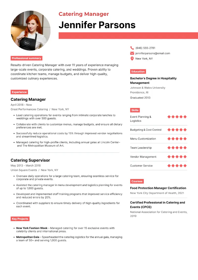 Catering Manager Resume Catering Manager Resume