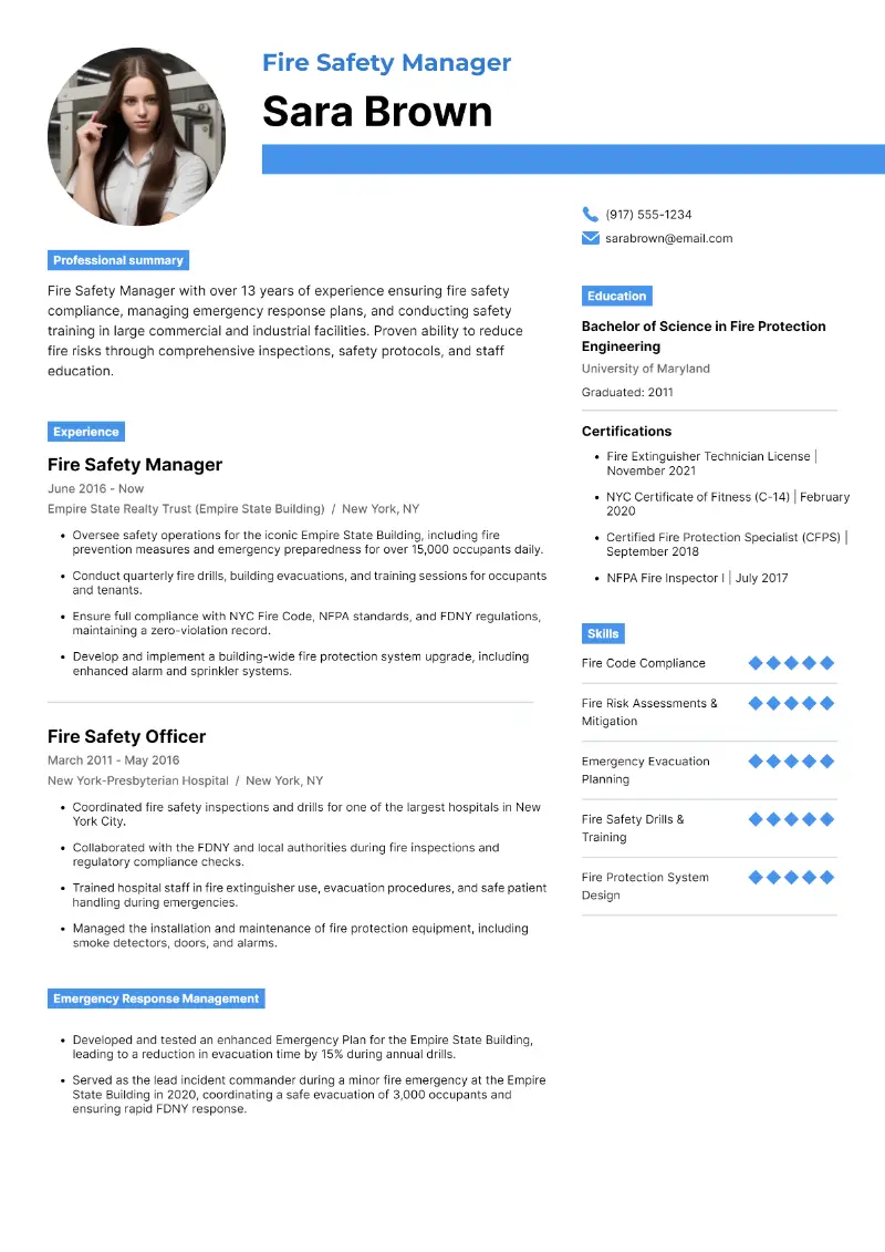 Fire Safety Manager Resume Fire Safety Manager Resume