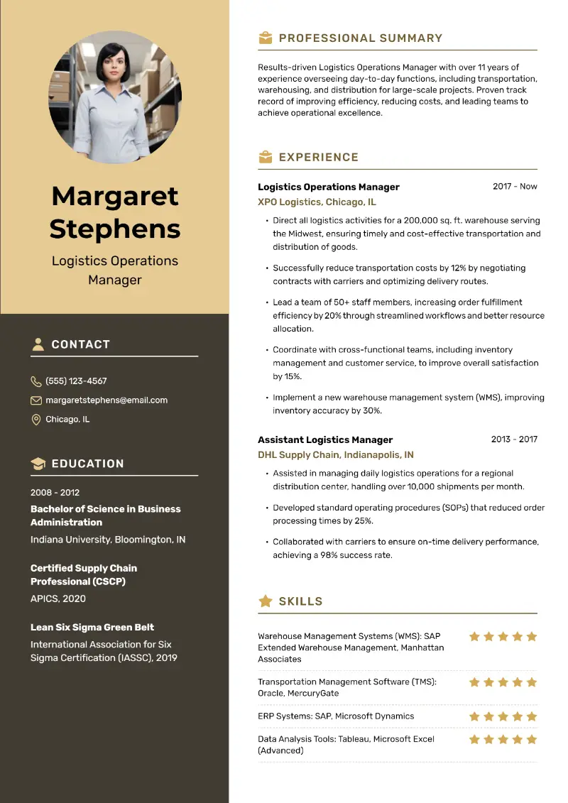 4 Logistics Manager Resume Examples and Tips