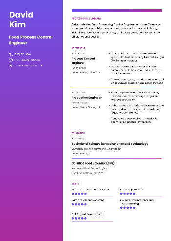 Food Process Control Engineer Resume Food Process Control Engineer Resume