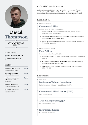 Commercial Pilot Resume
