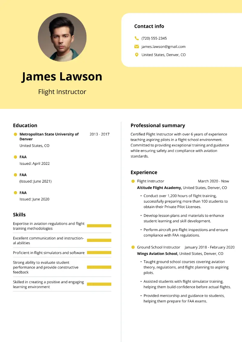 Flight Instructor Resume