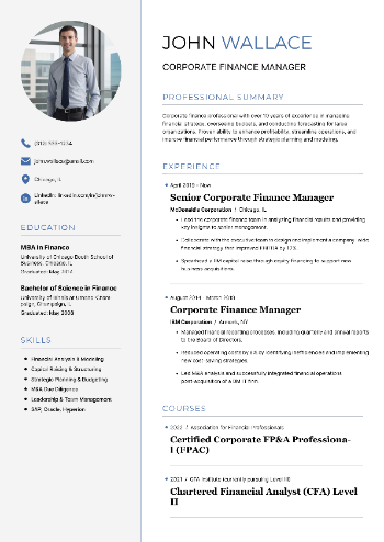 Corporate Finance Manager Resume Corporate Finance Manager Resume