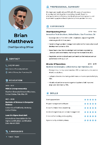 Chief Operating Officer Resume Sample