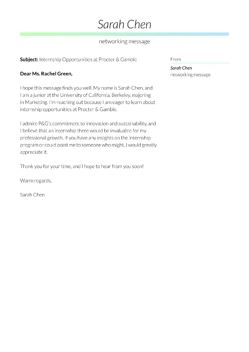 networking message Cover Letter networking message Cover Letter