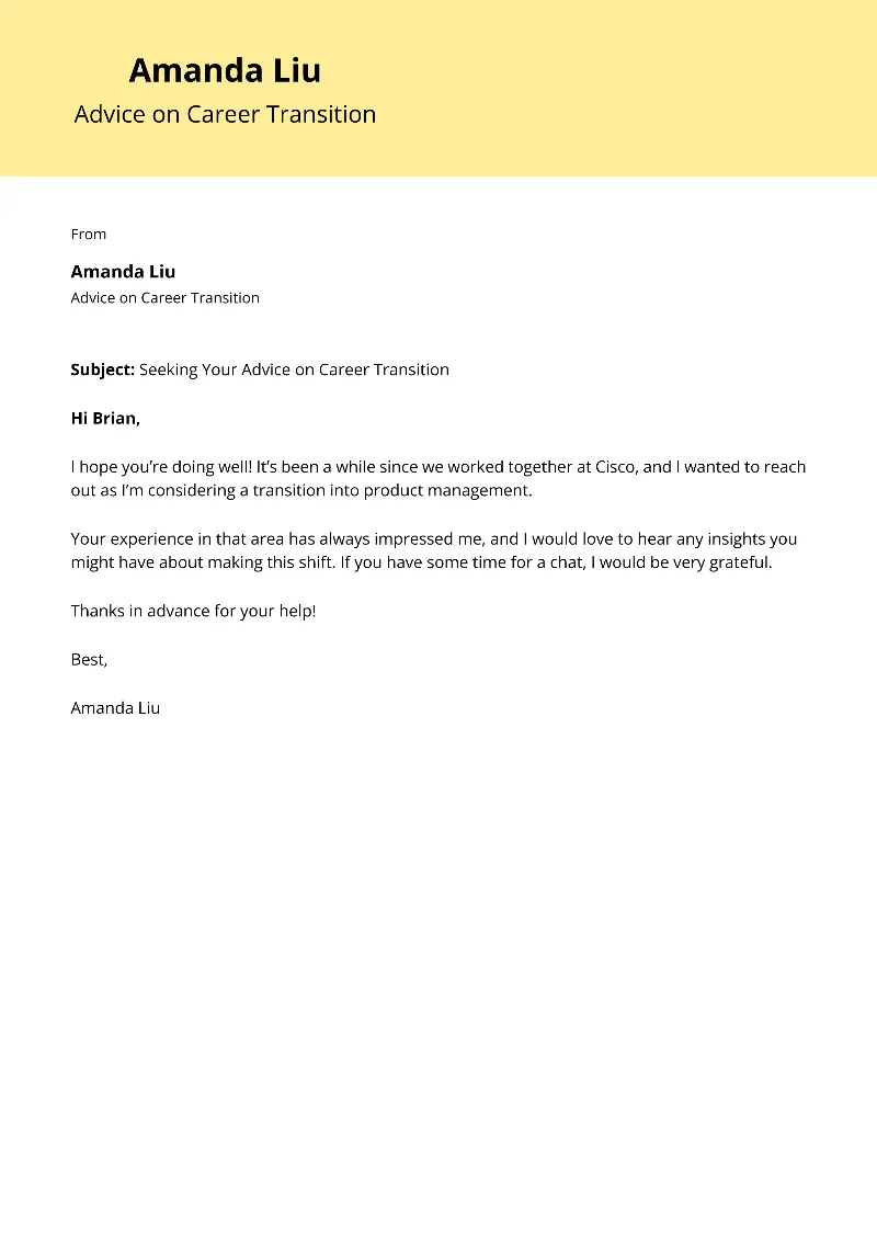 Advice on Career Transition Cover Letter Advice on Career Transition Cover Letter