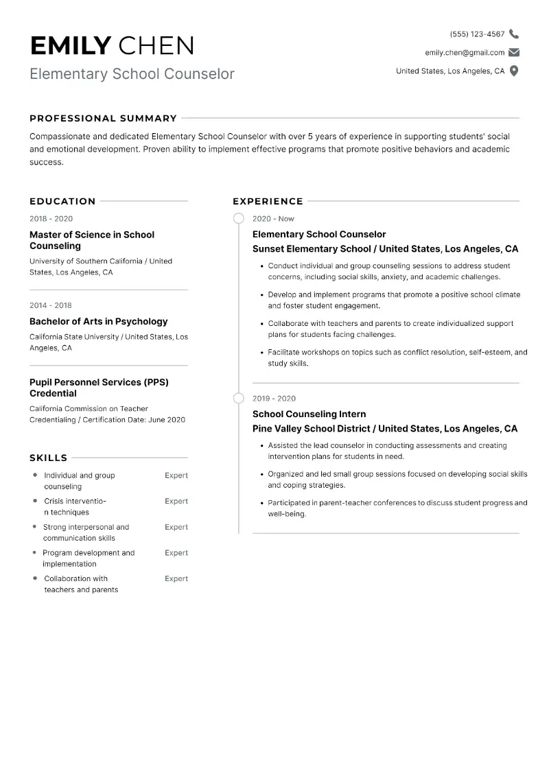 6 School Counselor Resume Examples and Templates