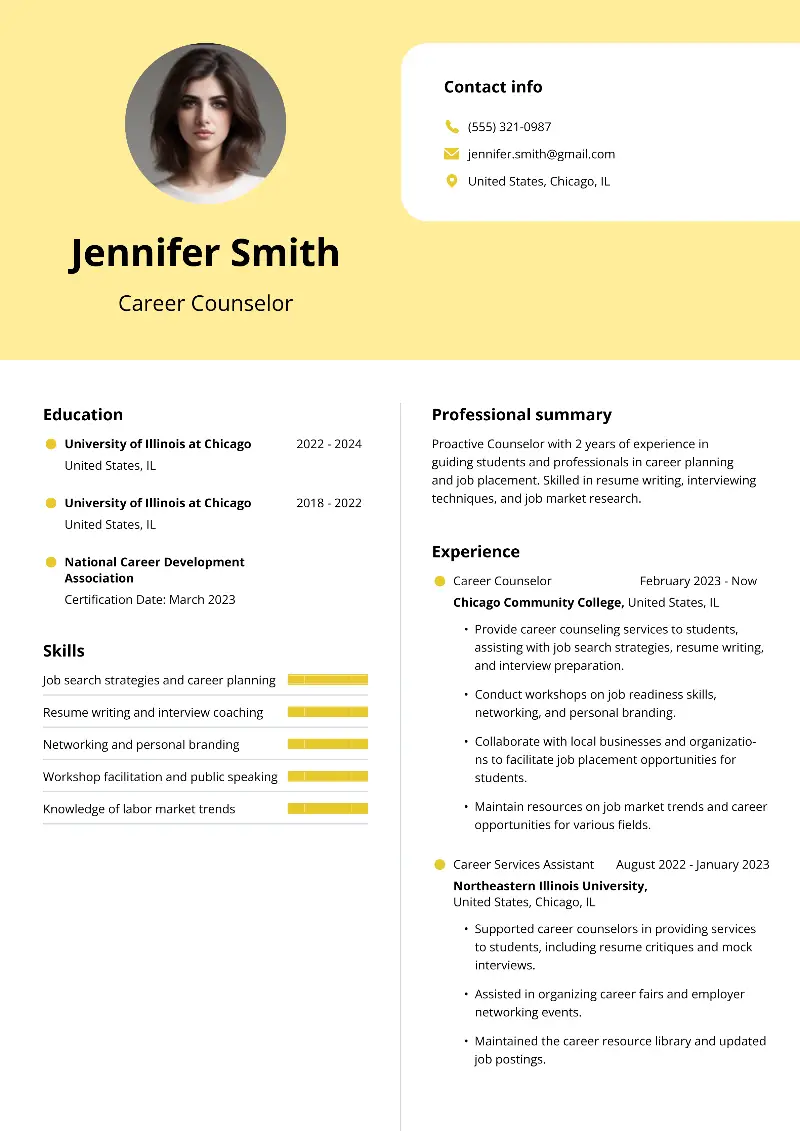 Career Counselor Resume