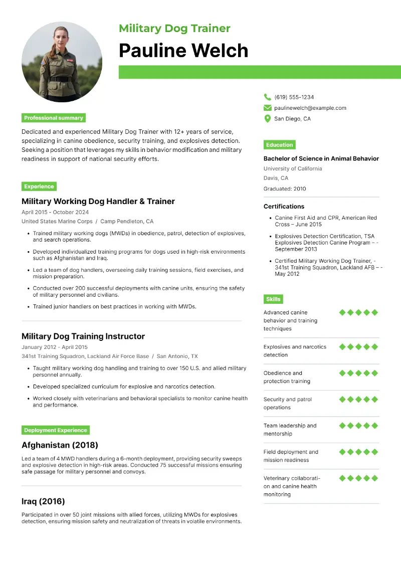 Dog Trainer Resume Examples and Templates for 2024