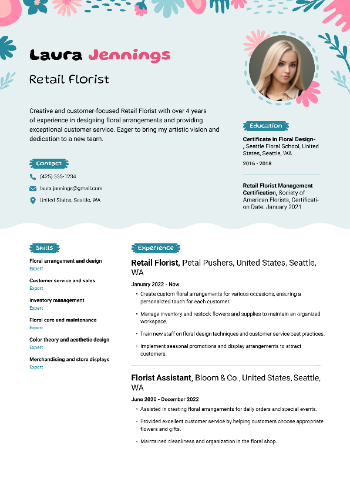 Retail Florist Resume Retail Florist Resume